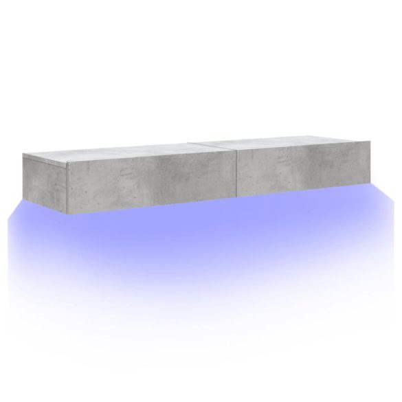 2 db betonszürke TV-szekrény LED-lámpákkal 60x35x15,5 cm