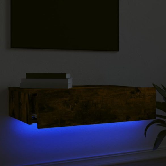 sonoma tölgyszínű TV-szekrény LED-lámpákkal 60x35x15,5 cm
