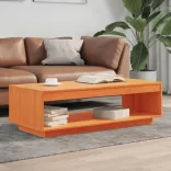 viaszbarna tömör fenyőfa dohányzóasztal 110 x 50 x 33,5 cm
