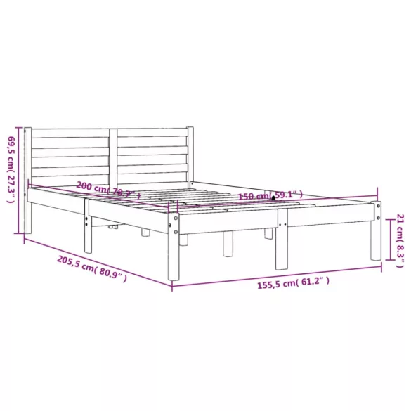 viaszbarna tömör fenyőfa ágy matrac nélkül 150 x 200 cm