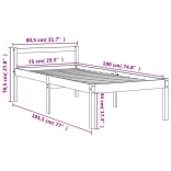 viaszbarna tömör fenyőfa időseknek való ágy 75x190 cm