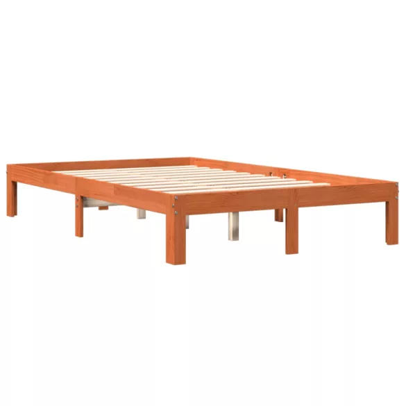 viaszbarna tömör fenyőfa ágy matrac nélkül 140 x 200 cm