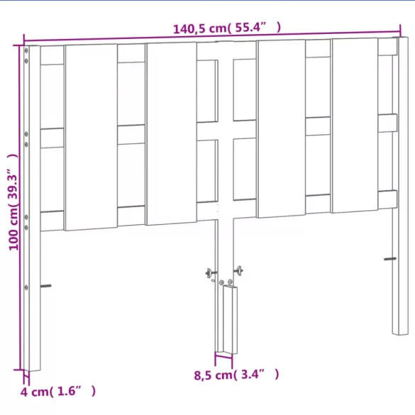 viaszbarna tömör fenyőfa fejtámla 135 cm