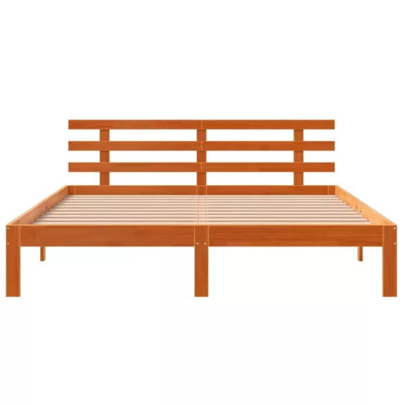 viaszbarna tömör fenyőfa ágy matrac nélkül 150 x 200 cm