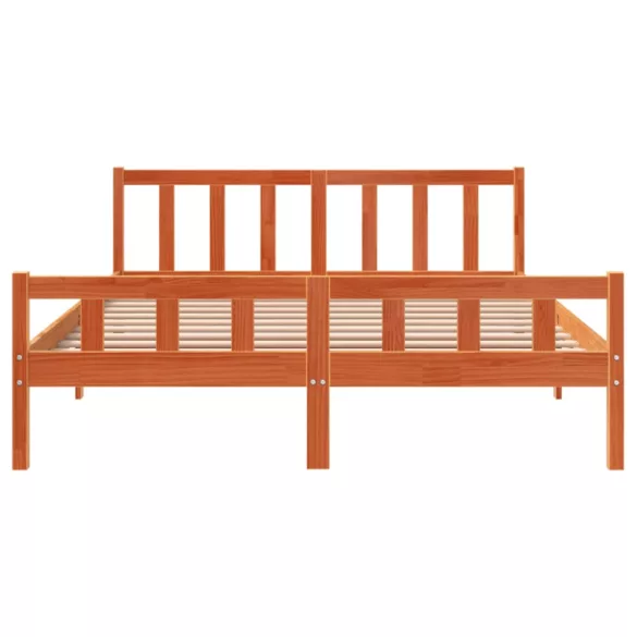 viaszbarna tömör fenyőfa ágy matrac nélkül 150 x 200 cm