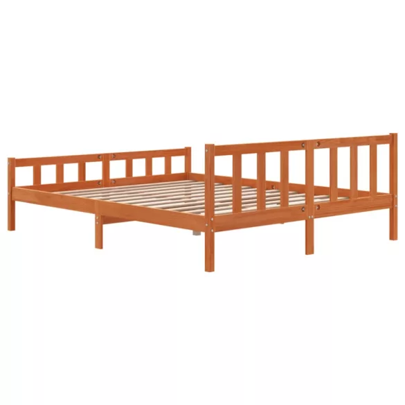 viaszbarna tömör fenyőfa ágy matrac nélkül 160 x 200 cm