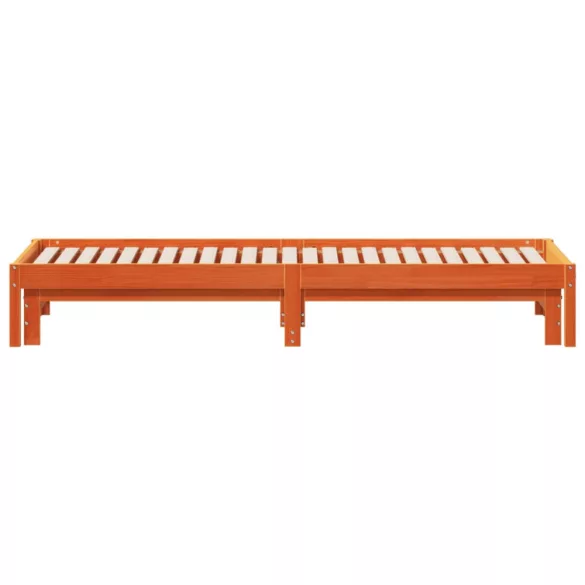 viaszbarna tömör fenyőfa kihúzható kanapéágy 90 x 200 cm