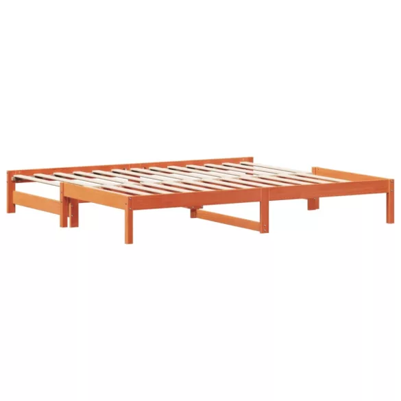 viaszbarna tömör fenyőfa kihúzható kanapéágy 80 x 200 cm