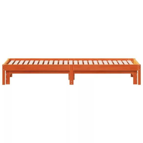 viaszbarna tömör fenyőfa kihúzható kanapéágy 80 x 200 cm