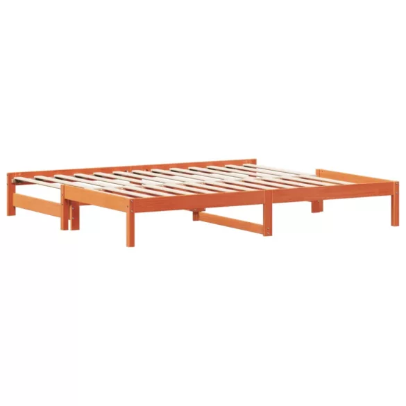 viaszbarna tömör fenyőfa kihúzható kanapéágy 90 x 190 cm