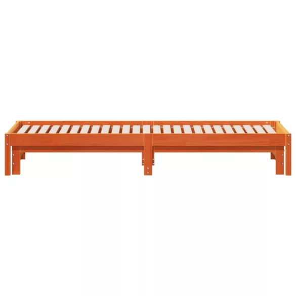 viaszbarna tömör fenyőfa kihúzható kanapéágy 90 x 190 cm