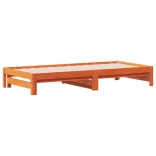 viaszbarna tömör fenyőfa kihúzható kanapéágy 90 x 190 cm