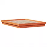 viaszbarna tömör fenyőfa LED-es ágykeret 150 x 200 cm