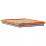 viaszbarna tömör fenyőfa LED-es ágykeret 150 x 200 cm