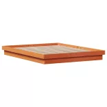 viaszbarna tömör fenyőfa LED-es ágykeret 150 x 200 cm