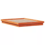 viaszbarna tömör fenyőfa LED-es ágykeret 160 x 200 cm