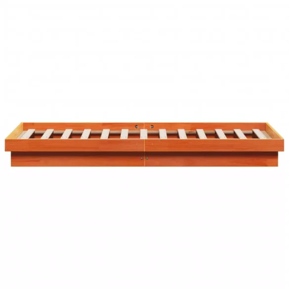 viaszbarna tömör fenyőfa LED-es ágykeret 160 x 200 cm