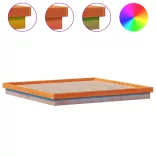 viaszbarna tömör fenyőfa LED-es ágykeret 200 x 200 cm