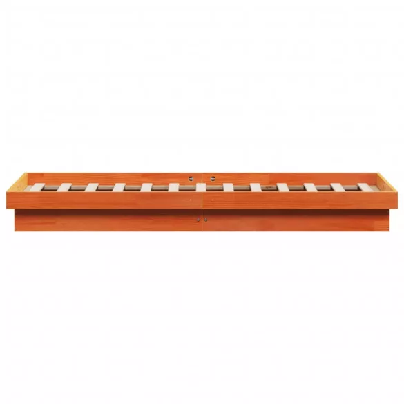 viaszbarna tömör fenyőfa LED-es ágykeret 140 x 190 cm