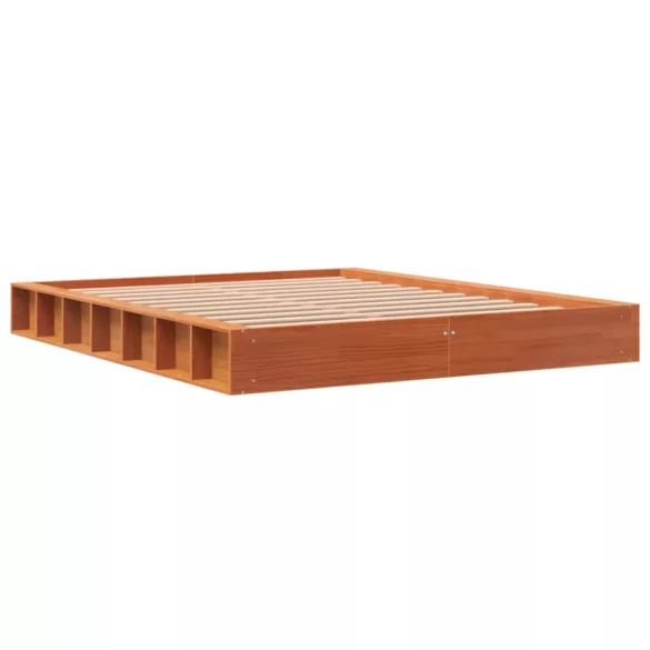 viaszbarna tömör fenyőfa ágy matrac nélkül 160 x 200 cm