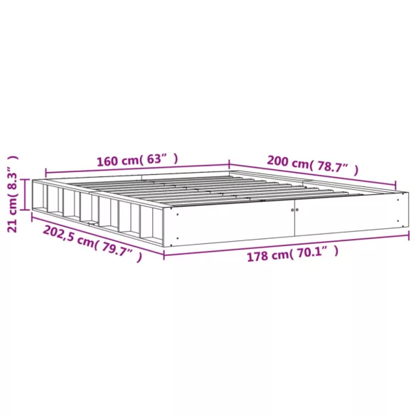 viaszbarna tömör fenyőfa ágy matrac nélkül 160 x 200 cm