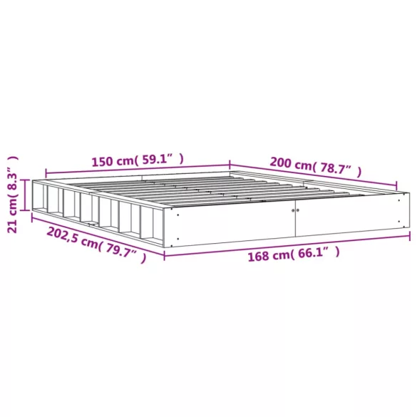viaszbarna tömör fenyőfa ágy matrac nélkül 150 x 200 cm