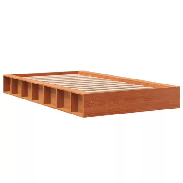 viaszbarna tömör fenyőfa ágy matrac nélkül 90 x 190 cm