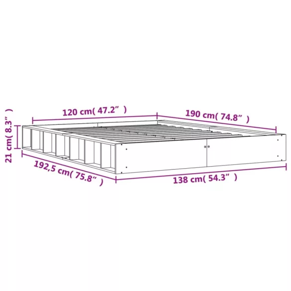 viaszbarna tömör fenyőfa ágy matrac nélkül 120 x 190 cm