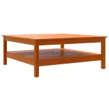viaszbarna tömör fenyőfa dohányzóasztal 100 x 100 x 40 cm