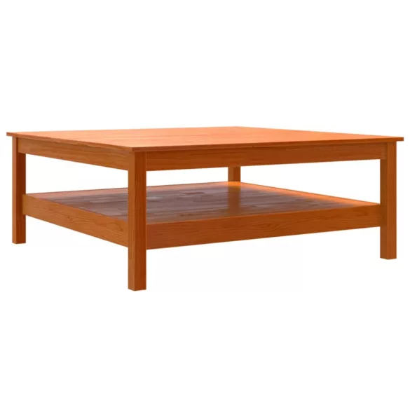 viaszbarna tömör fenyőfa dohányzóasztal 100 x 100 x 40 cm