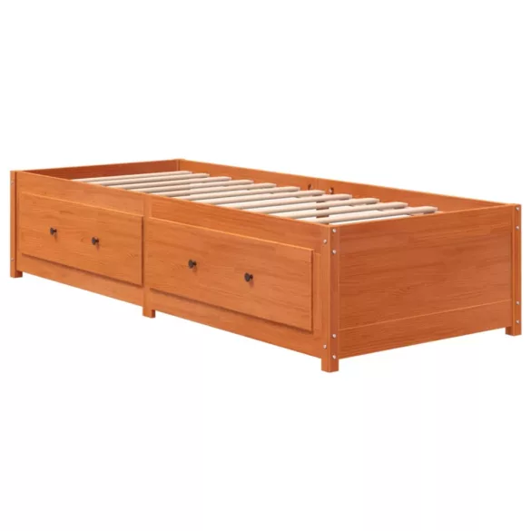 viaszbarna tömör fenyőfa kanapéágy matrac nélkül 90 x 190 cm