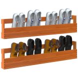 2 db viaszbarna tömör fenyőfa fali cipőtartó 110x8,5x23,5 cm