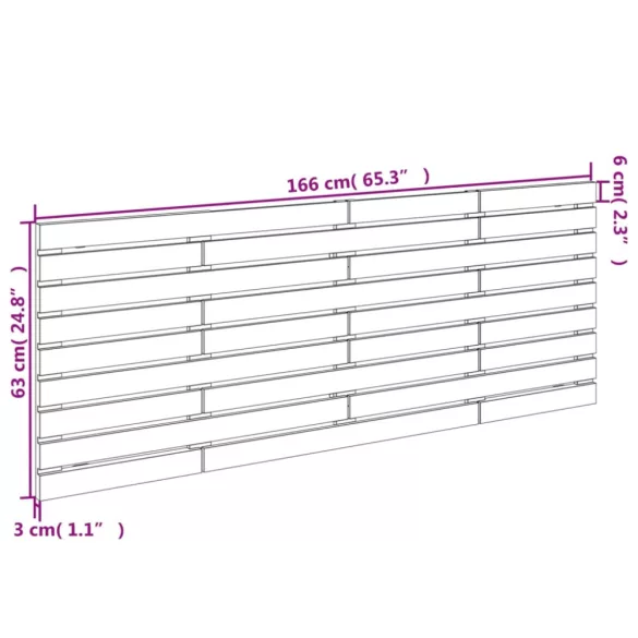 tömör fenyőfa fali fejtámla 166x3x63 cm