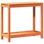 viaszbarna tömör fenyőfa ültetőasztal polccal 82,5 x 35 x 75 cm