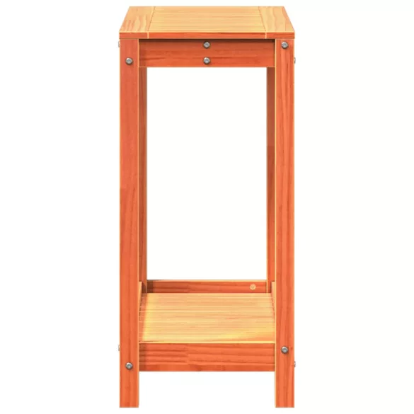 viaszbarna tömör fenyőfa ültetőasztal polccal 82,5 x 35 x 75 cm