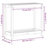 viaszbarna tömör fenyőfa ültetőasztal polccal 82,5 x 35 x 75 cm