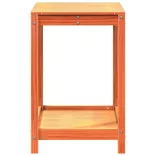 viaszbarna tömör fenyőfa ültetőasztal polccal 82,5x50x75 cm