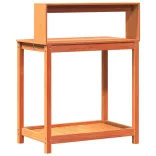 barna tömör fenyőfa ültetőasztal polccal 82,5 x 50 x 109,5 cm