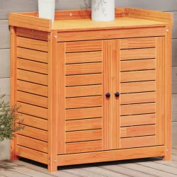   barna tömör fenyőfa ültetőasztal polcokkal 82,5 x 50 x 86,5 cm