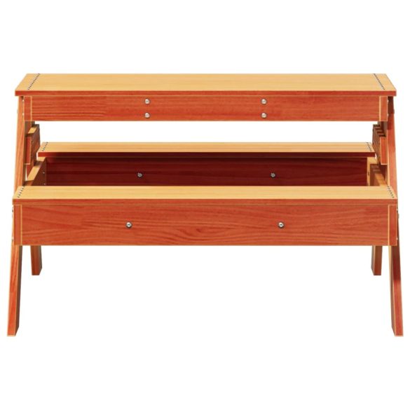 tömör fenyőfa viaszbarna piknikasztal gyerekeknek 88x97x52 cm