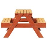 tömör fenyőfa viaszbarna piknikasztal gyerekeknek 88x97x52 cm