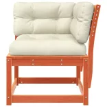 viaszbarna tömör fenyőfa kerti sarokkanapé párnával 73x73x78 cm