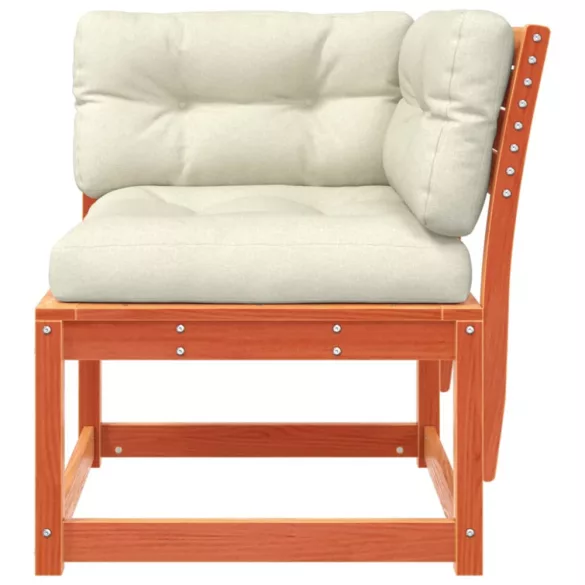 viaszbarna tömör fenyőfa kerti sarokkanapé párnával 73x73x78 cm