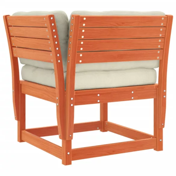 viaszbarna tömör fenyőfa kerti sarokkanapé párnával 73x73x78 cm