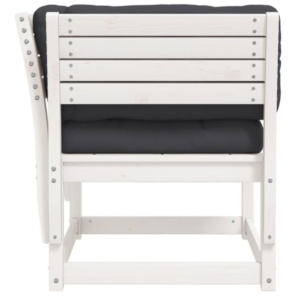 fehér tömör fenyőfa kerti karfás kanapé párnával