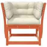 viaszbarna tömör fenyőfa kerti karfás kanapé párnával