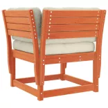 viaszbarna tömör fenyőfa kerti karfás kanapé párnával