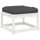 fehér tömör fenyőfa kerti lábzsámoly párnával