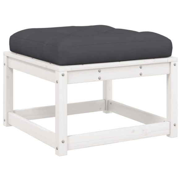 fehér tömör fenyőfa kerti lábzsámoly párnával