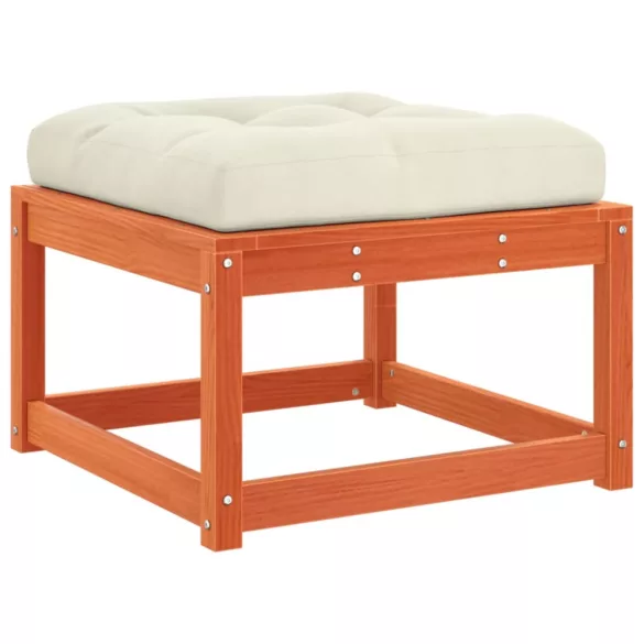 viaszbarna tömör fenyőfa kerti lábzsámoly párnával